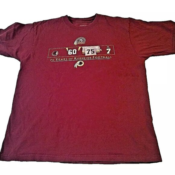 VTG Reebok Washington Redskins 75th Anniversary T Shirt M Red Commanders NFL - Picture 1 of 6